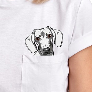 Cute Dachshund Dog With Middle Finger In The Pocket Funny T-shirt Dog Mom Shirt Gift Ideas Pocket Tee Dog Dad Gift
