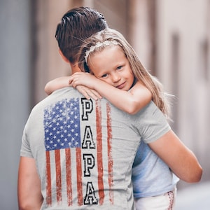Papa American Flag Shirt, Grandpa t-shirt, Fathers day shirt Patriotic Shirts For Men Gift For Grandpa, Gift For Father, Custom Grandpa Gift