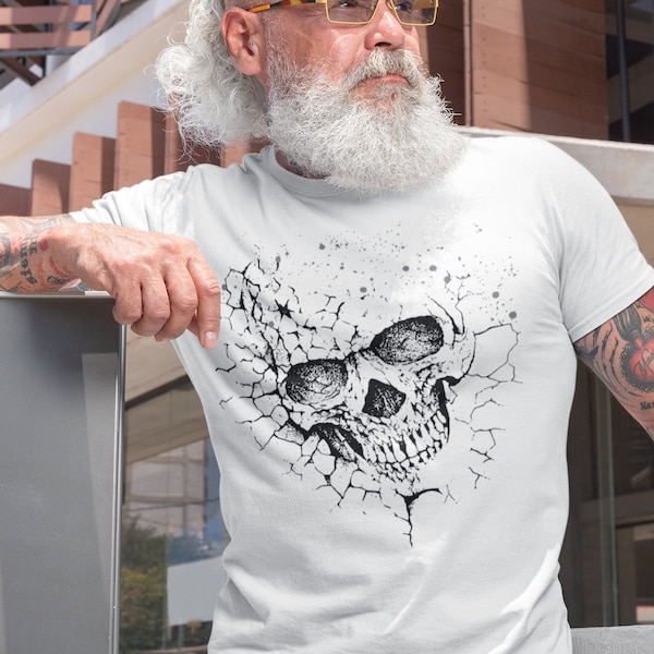 Crâne chemises pour hommes T-shirt Cool Reaper visage vintage crâne 3D effet crâne T-shirt mode chemises pour hommes