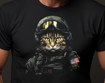 USA Patriotisches Hemd Kunstkatzensoldat-Hemd USA Militär amerikanische Armeehemden