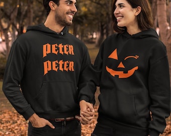 Peter Peter Pumpkin Eater Halloween Party Couple Matching Costumes Hooded Sweatshirts Funny Halloween Costume Black Sweatshirts