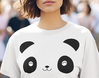 Panda ansikte Halloween kostym T-shirt: Rolig Panda T-shirt