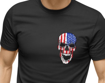 American Flag Skull T shirt Skull USA Flag Shirt 4th of July T-shirt