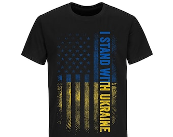 Stand With Ukraine Support Ukraine  Free Ukraine Shirt  Anti Putin Shirt Ukraine American Flag T-shirt