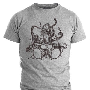 Octopus T-Shirt Gift Octopus Playing Drums Shirt Men&#39;s Funny Shirt Men&#39;s Graphic Tee Octopus Drummer Gifts Music Gift