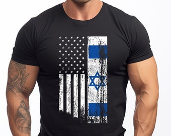 Israel USA Flag T-shirt IDF Flag Israel United States Hybrid Flag Patriotic Shirts