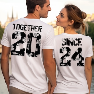 Personalized &#39;Together Since&#39; Matching Couple T-Shirts - Custom Anniversary Tees - Perfect Gift for Couples, Matching Anniversary T-shirts