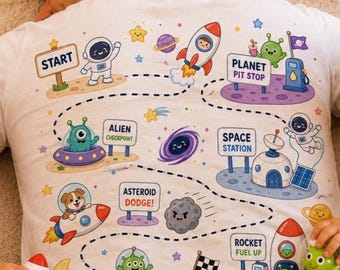 Dad's Adventure Map T-Shirt, Space Galaxy Playmat, Screen-Free Gift for Father
