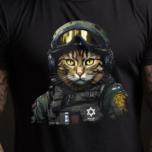 Israeli Defense Force Shirt, Art Cat Soldier, Shirt Israeli Military Army IDF Tzahal Israel Shirts