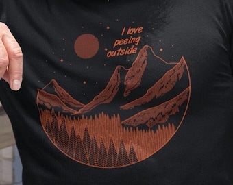 Mens I Love Peeing Outside T Shirt Funny Sarcastic Camping Hiking Humor Minimalistic Design Nature Lovers Tee For Camping