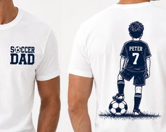 Custom Soccer Dad Shirt with Kid's Name & Number | Personalized Soccer Dad Gift | Father's Day Soccer Shirt, Game Day Dad Tee