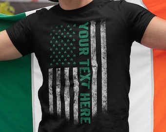 Aangepaste tekst USA Shamrock vlag T shirt cool Saint Patrick's Day cadeau T-shirts St Patty's Day shirts gepersonaliseerde T-shirt