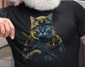 I&#39;m Ukrainian T shirt, Ukraine Cat Warrior, Zelensky T-shirt, Ukrainian Gift, Stand With Ukraine T shirt, Ukrainian Army T-Shirt Cat
