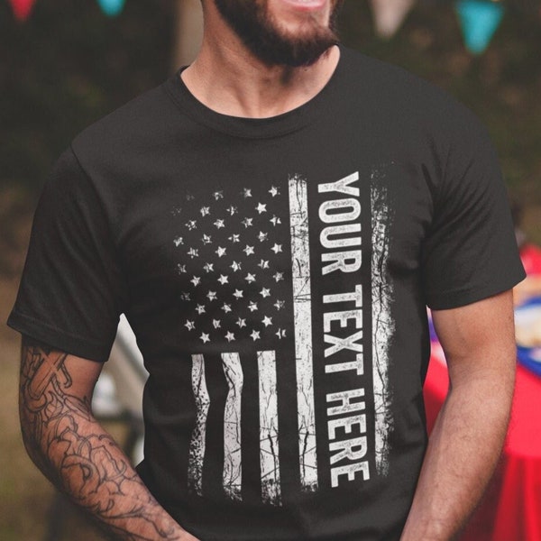 Custom Made Shirt USA Flag Patriotic Personalized T-shirt Your Own Printed Text Christmas Patriotic Gift Fathers Day Gift