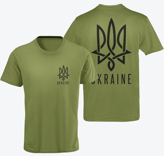 OneWayTshirts Ukrainian T-Shirt - Ukraine Trident Logo Tee With Zelensky Tribute - Men's Short Sleeve Crew Neck