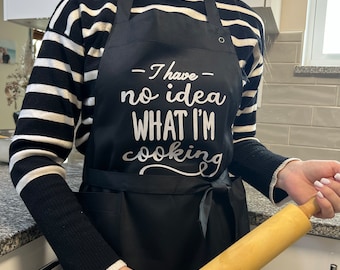 Nie mam pojęcia, co gotuję Profesjonalny fartuch kuchenny Fartuch do pieczenia Prezent dla kucharzy Prezent na Dzień Matki Kieszenie i regulowany pasek