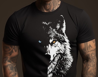 Regalo di moda con stampa di moda testa di lupo da uomo per fidanzato, regalo per il marito, maglietta lupo 3D, regalo per lui