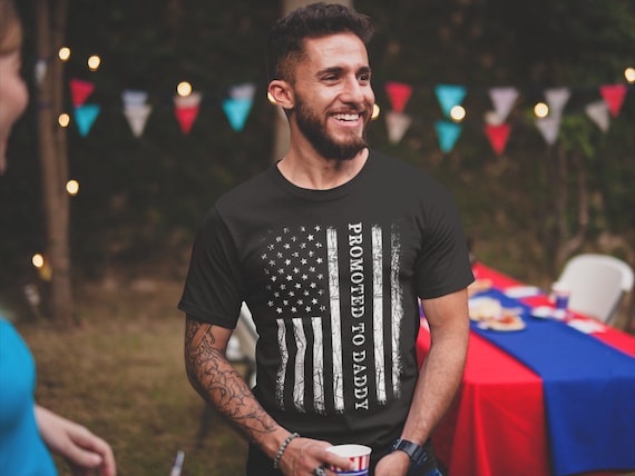 Mens Promoted To Daddy American Flag Camo T-Shirt Fathers Day Tee Mens Promoted To Daddy American Flag Camo T-Shirt Fathers Day Tee