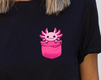 Axolotl Shirt Walking Fish Rosa Süß Salamander Freundin Geschenk Lustiges T-Shirt Taschen-Shirt Geschenkideen