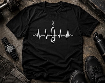 Cigar Heartbeat Shirt, Cigar Lover Tee, EKG Cigar T Shirt, Minimalist Smoker Gift for Men, Cigar Aficionado Shirt