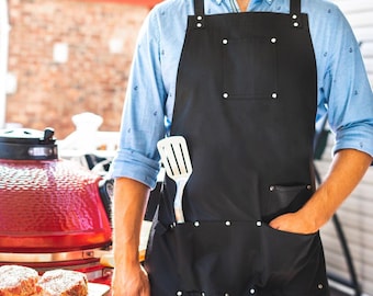 Professional Cooking Apron for Kitchen BBQ Grill Adjustable Size Tool Pockets and Quick Release Buckle Best Father's Day Gift Christmas Gift