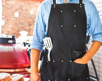 Personalized Cooking Apron: Adjustable BBQ Grill Apron with Tool Pockets