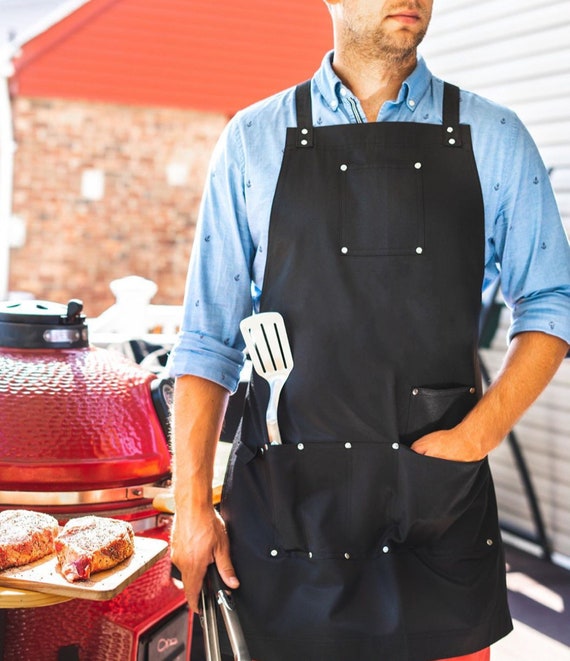 delantal negro de cocina para hombre ajustable con bolsillos regalo hombre