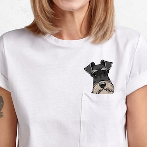 Funny Schnauzer Dog Middle Finger Pocket T-Shirt