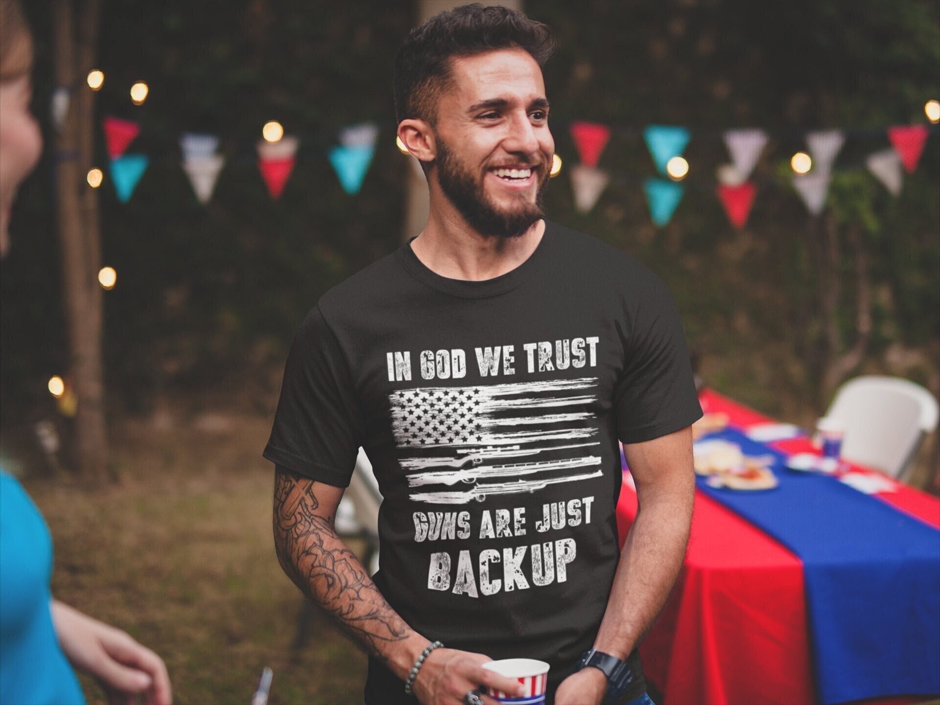 In God We Trust Guns Are Just Backup USA Flag Patriotic - Etsy