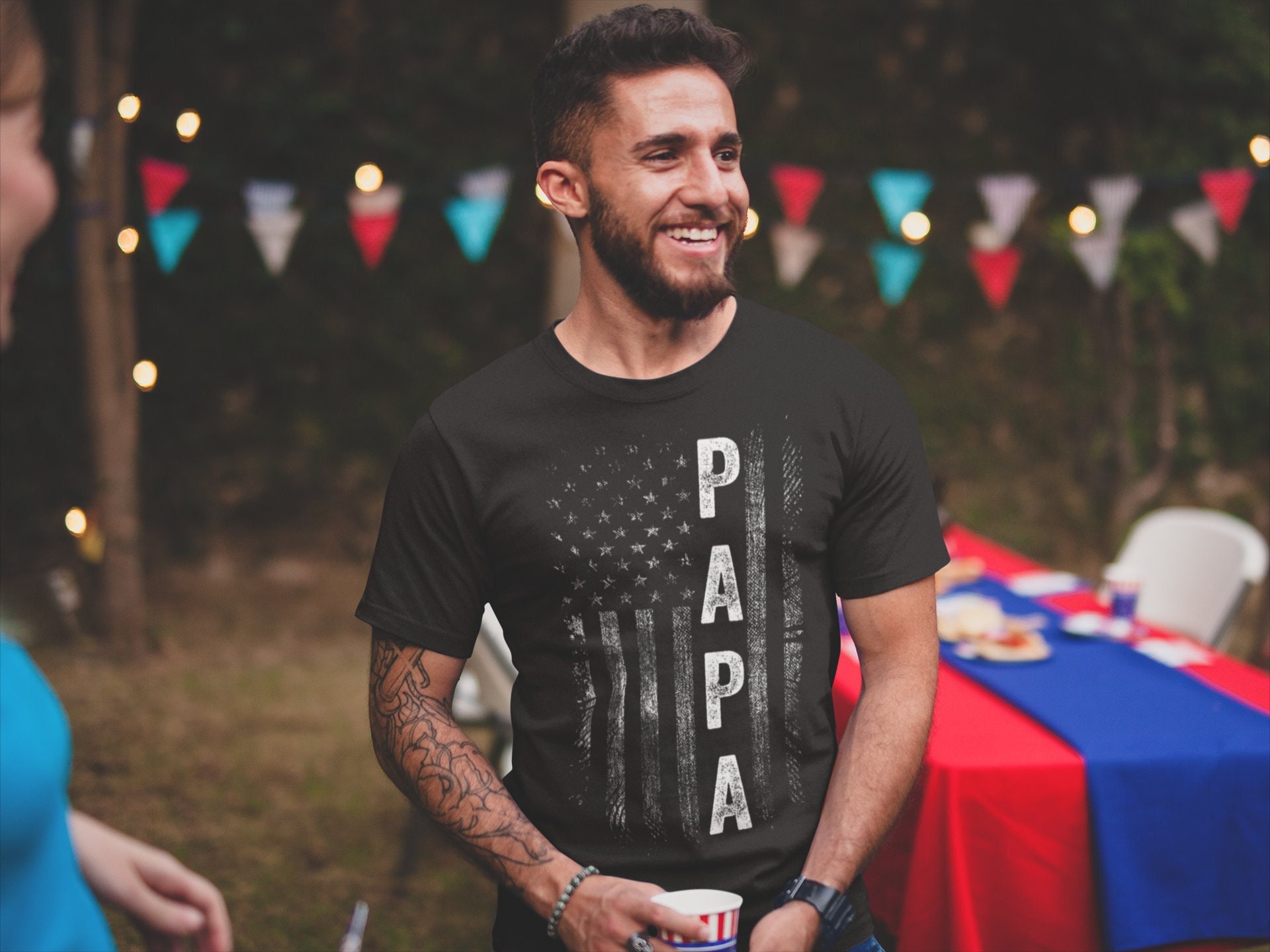 Papa USA Flag Patriotic Shirt Fathers 