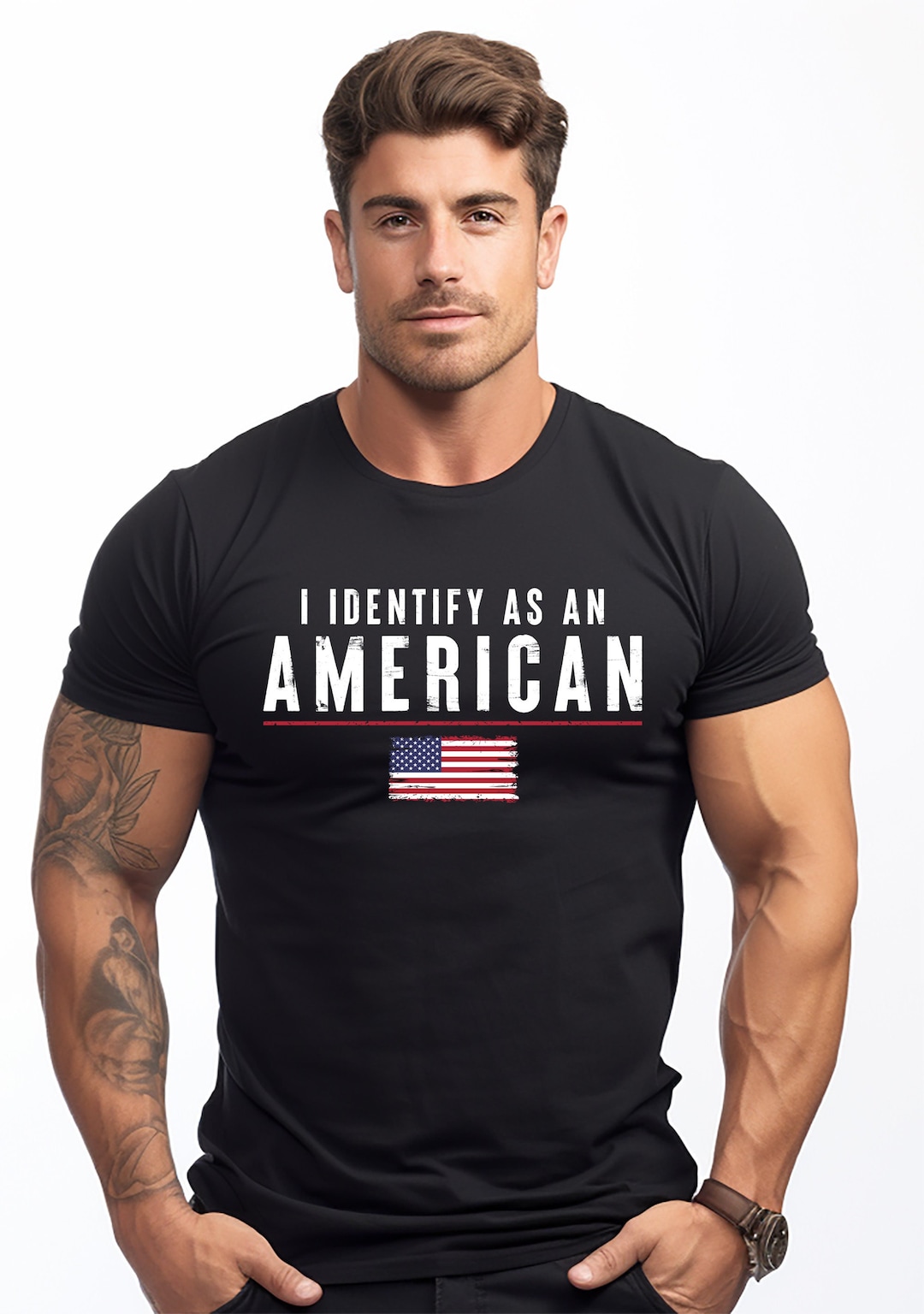 I Identify as an American T-shirt USA Patriotic T-shirt Gifts for Dad ...