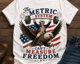 The Metric System Cant Measure Freedom Shirt, Funny 4th of July Men, George Washington Gym Meme Tee, Patriotic Gift for Him