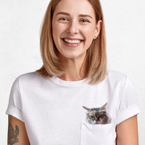 MYSTERY CAT PRINTED WOMEN'S THREE QUARTER SLEEVE T-SHIRT SIDE POCKET