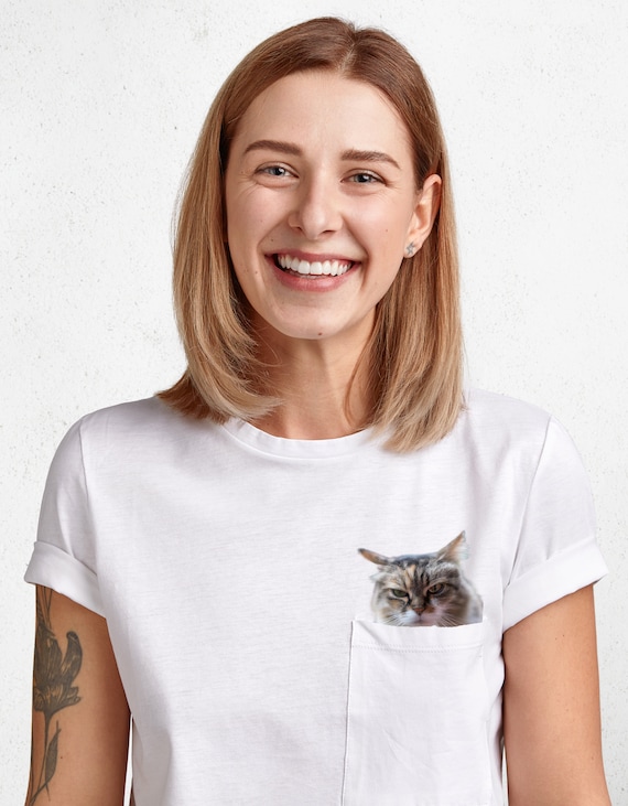 Humor Cat Hidden Middle Finger Pocket Funny Cat Print Cat Lover T shirt Unique Gift Idea Funny Cat T shirt Etsy