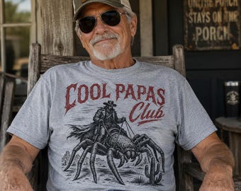 Cool Papas Club Shirt, Funny Papa Gift for Grandpa, Western Cowboy Spider Tee, Fathers Day Gift for Papa, Grandpa Birthday