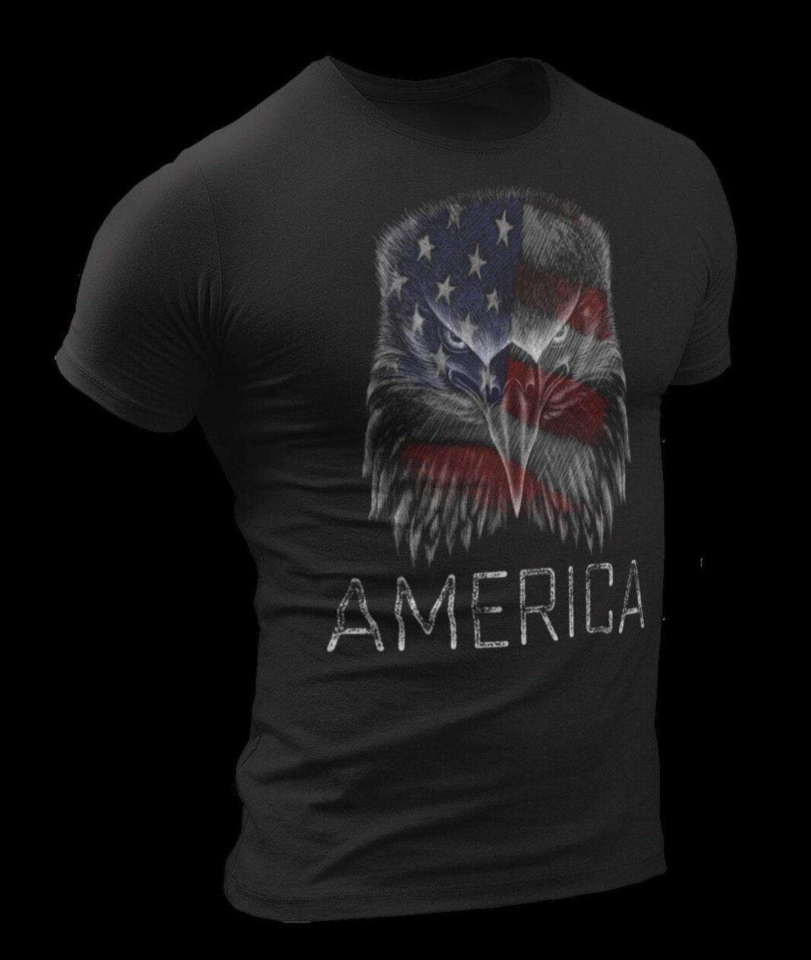 T-Shirt In Cotone Uomo Con Bandiera USA American Eagle 4 Luglio - Foto 3