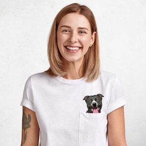 Pitbull Dog With The Middle Finger Funny Pocket Dog Middle Finger Fashion Gift Pet in the Pocket Unisex T-shirt