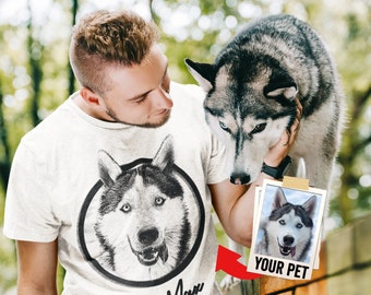 T-shirt personnalisé pour chien T-shirt personnalisé pour chien T-shirt tête de chien T-shirt pour chien personnalisé Nom de chien personnalisé T-shirt portrait de chien personnalisé