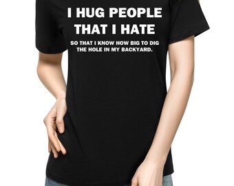 T-shirt Donna Sarcastica 'Abbraccio Le Persone Che Odio' - Crazy Dog, Nero Heather