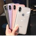 Customizable Transparent Clear, Purple,  Smoke Colour Apple iPhone XR iPhone 11 Case with hard back and frosted silicone side bumper! 