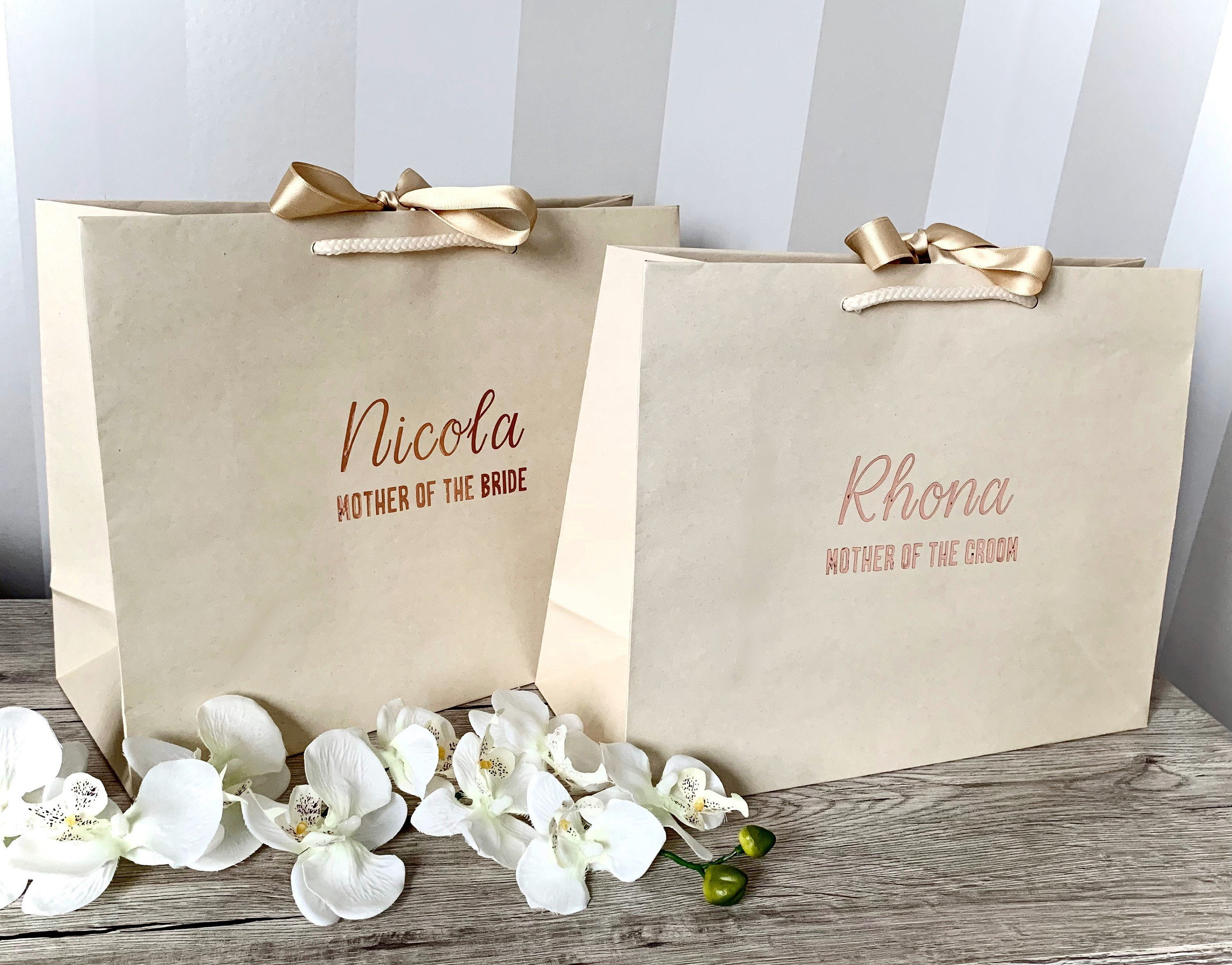 Personalised Luxury Gift Bag with ribbon. Weddings gift bags. Etsy