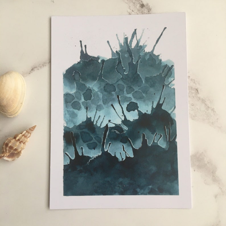 Cartes postales aquarelle vagues, lot de 5 impressions A6, peintes à la main, art mural image 8