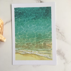 Cartes postales aquarelle vagues, lot de 5 impressions A6, peintes à la main, art mural image 6