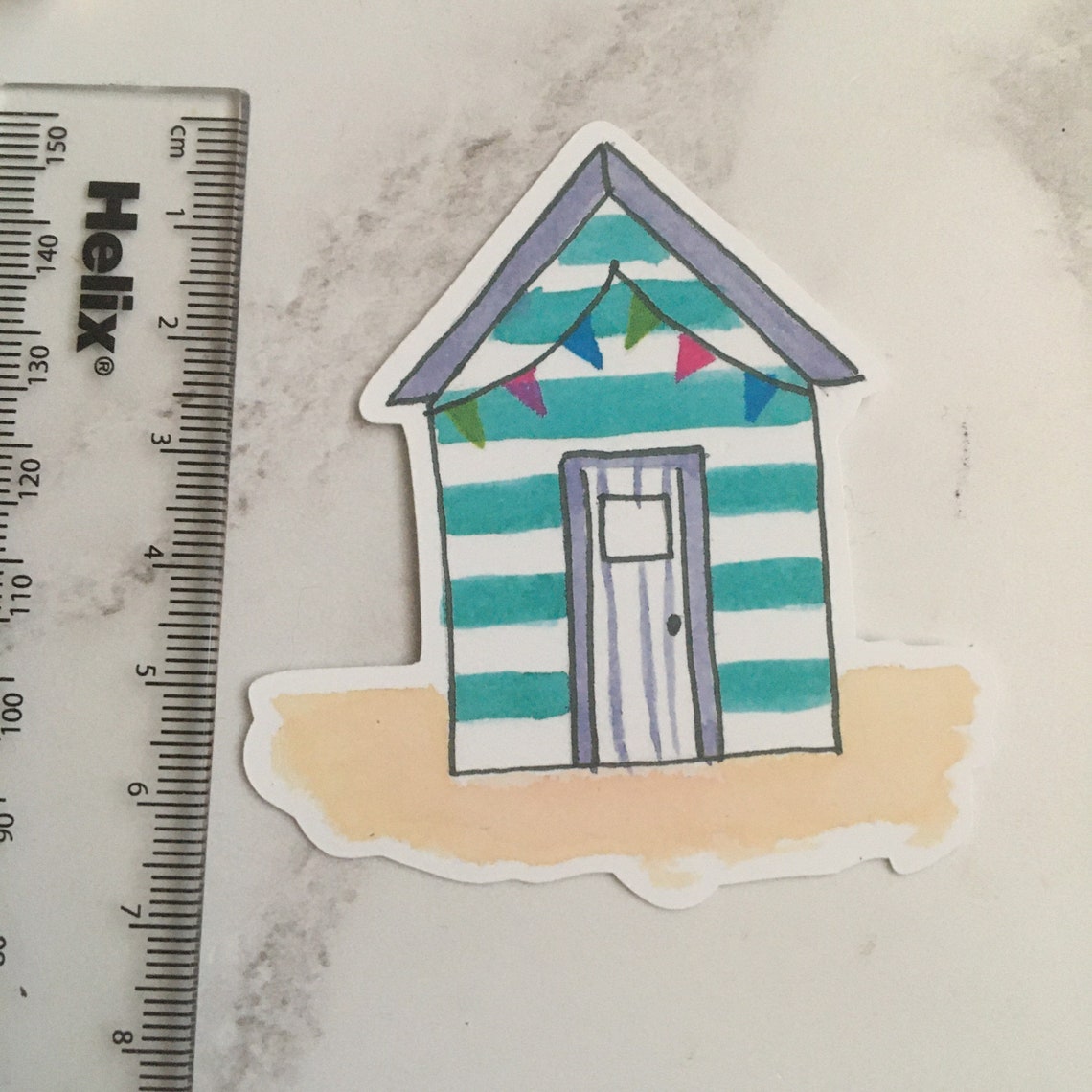 Beach Hut Sticker Hand Painted Vinyl Laptop Sticker Etsy