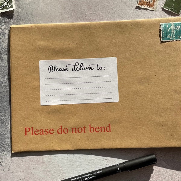 Bitte liefern an die Etiketten: Empfänger-Adressaufkleber, 3 Schriftarten