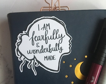 Fearly and Wonderfully Made Woman Silhouette Vinyl-Aufkleber