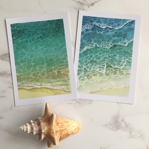Cartes postales aquarelle vagues, lot de 5 impressions A6, peintes à la main, art mural image 2