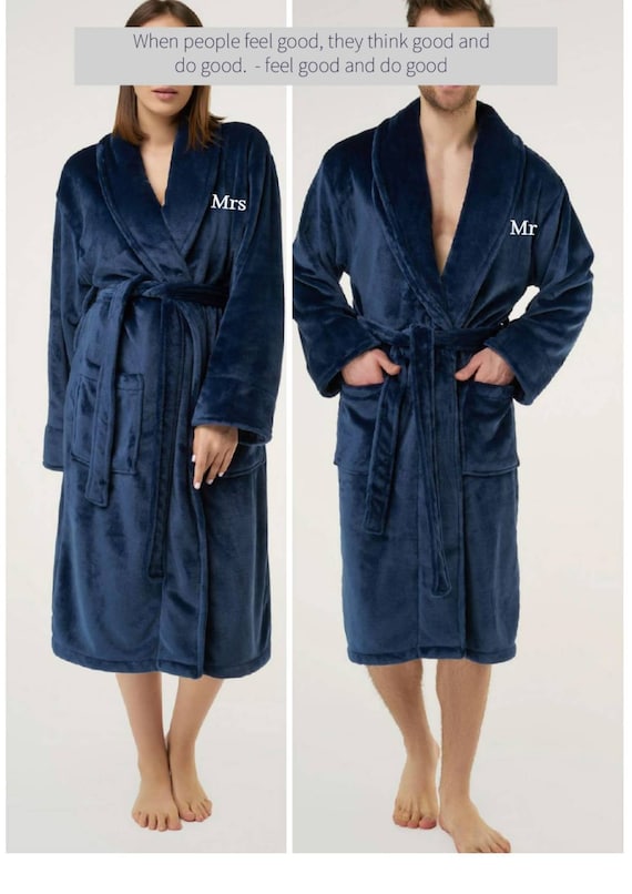 2 Matching Robes His And Hers Bath Robes Set For Couples Mr Etsy 