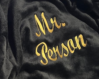 Personalized Hooded Robe - Custom Embroidered Robe Black