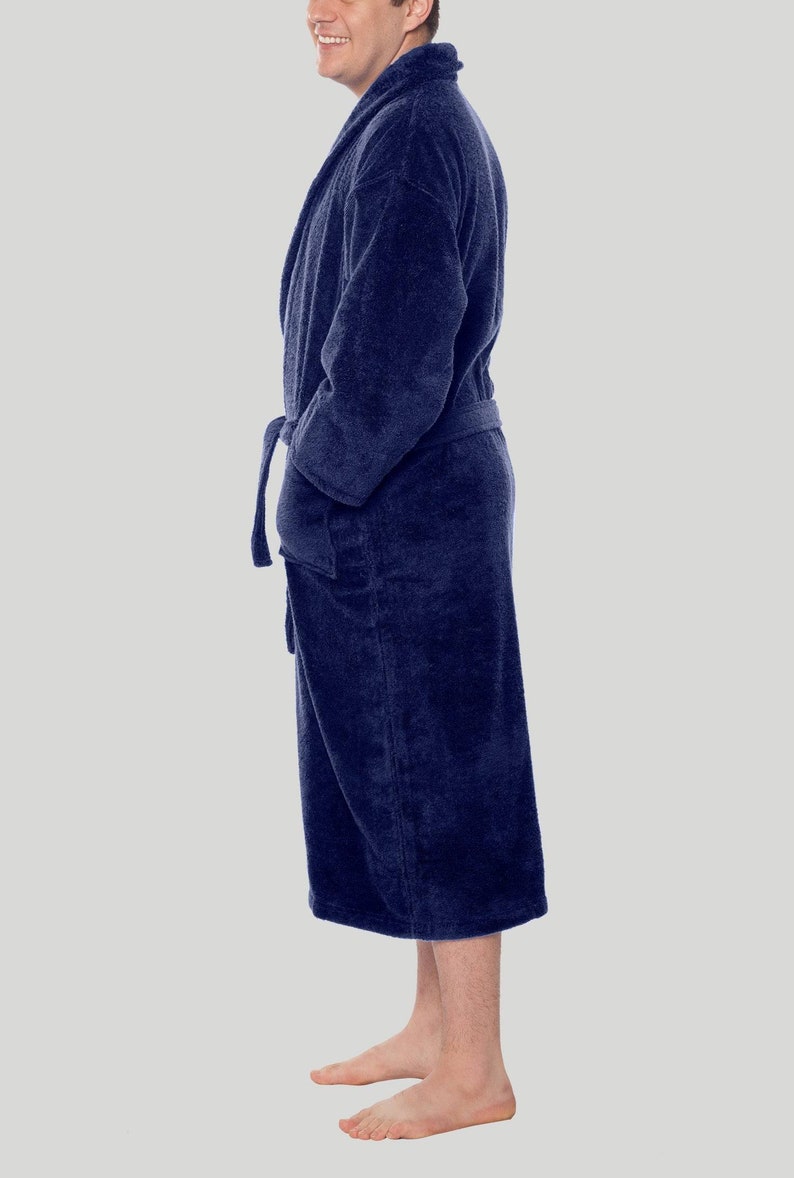 Personalized Men Bathrobes Terry BathRobe Towel Robe Navy Etsy